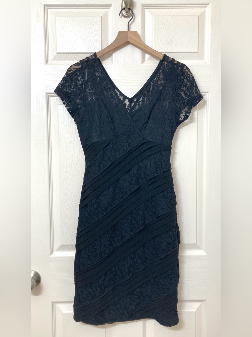Vintage Black Lace Layered Mini Bodycon Bandage Dress Small Vampy Goth Cocktail